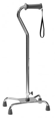 Lumex Silver Collection Low Profile Quad Cane, Aluminum, Ortho-Ease Grip, Large Base (12" x 8")