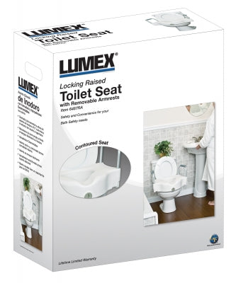 Lumex Locking Raised Toilet Seat with Removable Arms - Non-Retail Packaging