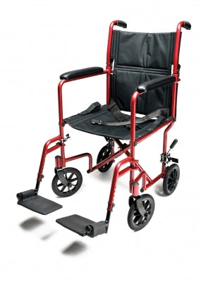 Lightweight Aluminum Transport Chair, 17", Red