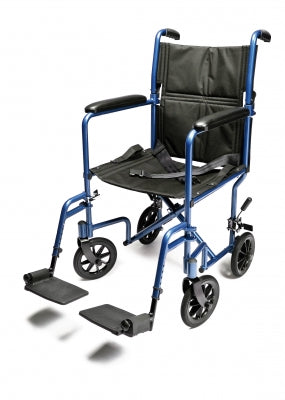 Lightweight Aluminum Transport Chair, 19", Silver