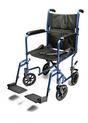 Lightweight Aluminum Transport Chair, 17", Blue