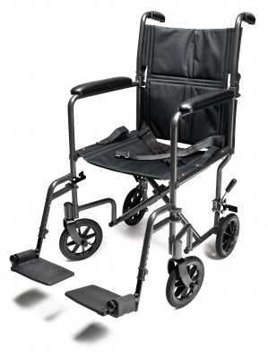 Wheelchair Steel Transport Chair, 17" Silver Vein