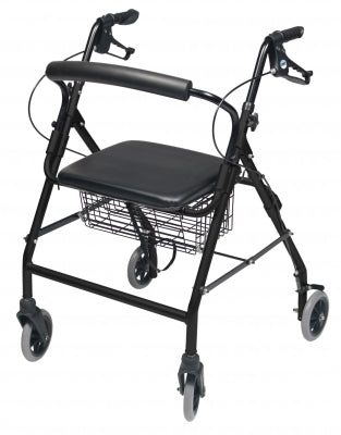 Walkabout Wide Four-Wheel Rollator - Black