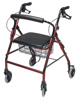 Walkabout Wide Four-Wheel Rollator - Burgundy