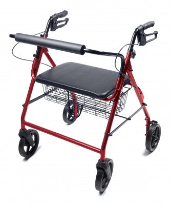 Lumex Walkabout Four-Wheel Imperial Rollator - Straight Backbar, Burgundy