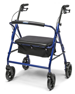 Lumex Walkabout Four-Wheel Imperial Rollator - Contoured Backbar, Blue