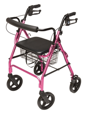 Lumex Walkabout Four-Wheel Contour Deluxe Rollator, Pink