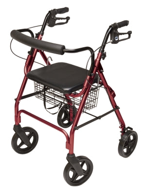 Lumex Walkabout Four-Wheel Contour Deluxe Rollator, Burgundy