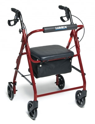 Walkabout Basic Four-Wheel Rollator, Red