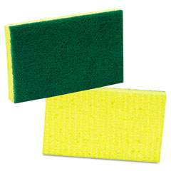 Medium-Duty Scrubbing Sponge, 3.6 x 6.1, 0.7" Thick, Yellow/Green, 10/Pack