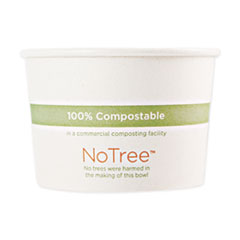 No Tree Paper Bowls, 8 oz, 3.4" Diameter x 2.3"h, Natural, Sugarcane, 1,000/Carton