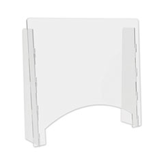 Counter Top Barrier with Pass Thru, 27" x 6" x 23.75", Acrylic, Clear, 2/Carton