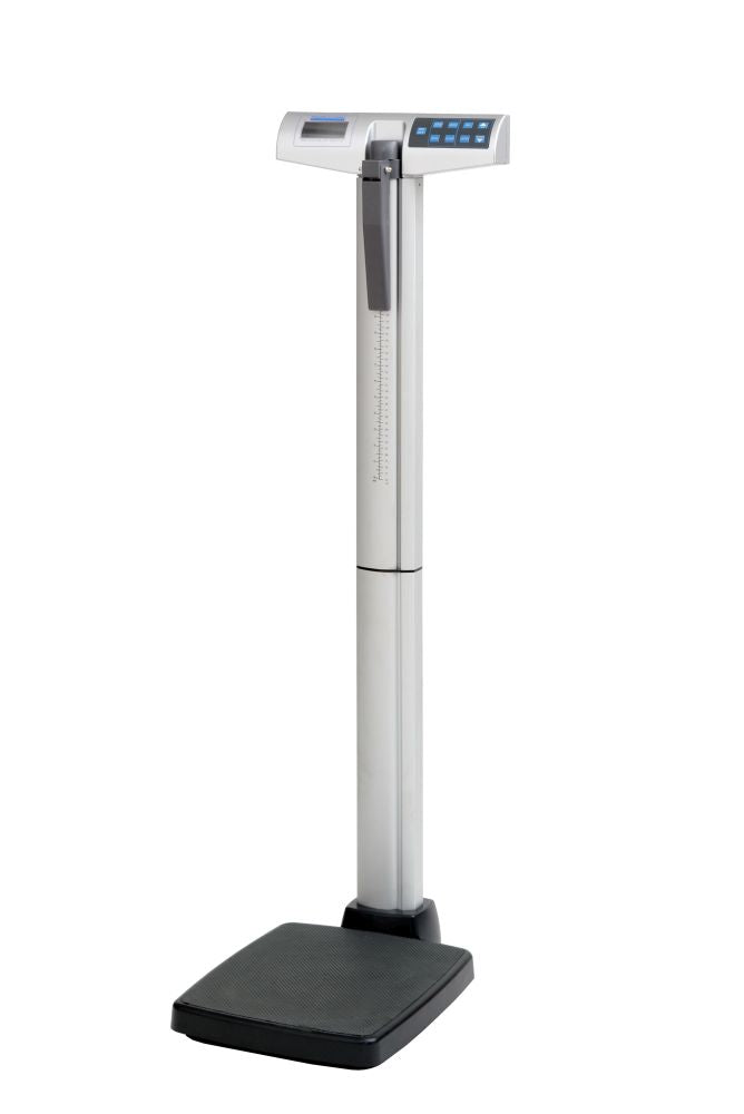 Digital Eye-Level Stand-On Scale W/ Height Rod - lb / kg (Power Adapter Included) - Capacity: 500lb / 220kg