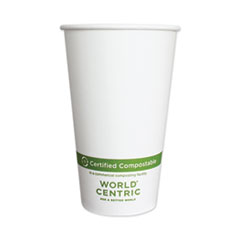 Paper Hot Cups, 16 oz, White, 1,000/Carton