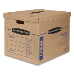 SmoothMove Classic Moving/Storage Boxes, Half Slotted Container (HSC), Large, 17" x 21" x 17", Brown/Blue, 5/Carton