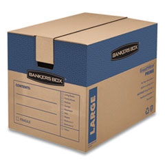 SmoothMove Prime Moving/Storage Boxes, Hinged Lid, Regular Slotted Container (RSC), 18" x 24" x 18", Brown/Blue, 6/Carton