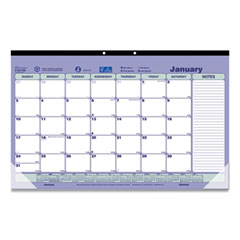 Monthly Desk Pad Calendar, 17.75 x 10.88, White/Blue/Green Sheets, Black Binding, Clear Corners, 12-Month (Jan to Dec): 2024