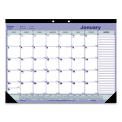 Monthly Desk Pad Calendar, 21.25 x 16, White/Blue/Green Sheets, Black Binding, Black Corners, 12-Month (Jan to Dec): 2024