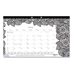 Monthly Desk Pad Calendar, DoodlePlan Coloring Pages, 17.75 x 10.88, Black Binding, Clear Corners, 12-Month (Jan-Dec): 2024