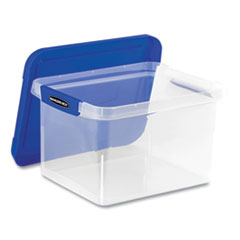 Heavy Duty Plastic File Storage, Letter/Legal Files, 14" x 17.38" x 10.5", Clear/Blue, 2/Pack