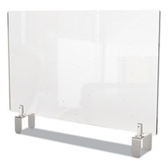 Clear Partition Extender with Attached Clamp, 42 x 3.88 x 24, Thermoplastic Sheeting