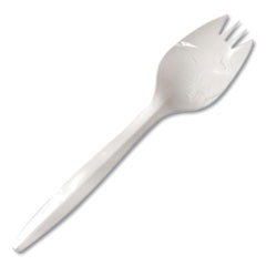 Individually Wrapped Mediumweight Cutlery, Spork, White, 1,000/Carton