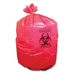 Biohazard Can Liners, 33 gal, 33 x 39, Red, 150/Carton