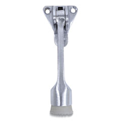 Hinged Kick-Down Door Stop with Triangular Three-Point Mounting Plate, 1" Wide Door Mount, 4.18 Long Stopper, Satin Chrome