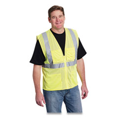 ANSI Class 2 Four Pocket Zipper Safety Vest, Polyester Mesh, Large, Hi-Viz Lime Yellow