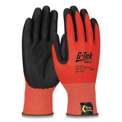 KEV Hi-Vis Seamless Knit Kevlar Gloves, Medium, Red/Black