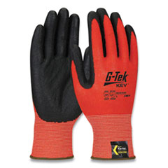 KEV Hi-Vis Seamless Knit Kevlar Gloves, Large, Red/Black