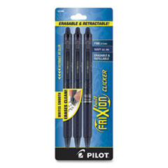 FriXion Clicker Erasable Gel Pen, Retractable, Fine 0.7 mm, Navy Ink, Navy Barrel, 3/Pack