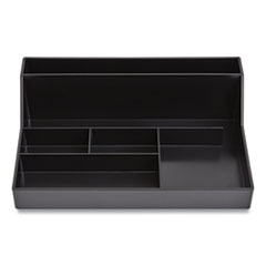 Plastic Desktop Organizer, 6 Compartments, 6.81 x 9.84 x 2.75, Black