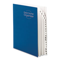 Deluxe Expandable Indexed Desk File/Sorter, Reinforced Tabs, 20 Dividers, Alpha Index, Letter Size, Dark Blue Cover