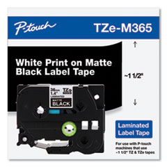 TZe Standard Adhesive Laminated Labeling Tape, 1.4" x 26.2 ft, White on Matte Black