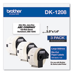 Die-Cut Address Labels, 1.4 x 3.5, White, 400 Labels/Roll, 3 Rolls/Pack