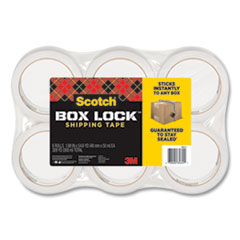 Box Lock Shipping Packaging Tape, 3" Core, 1.88" x 54.6 yds, Clear, 6/Pack