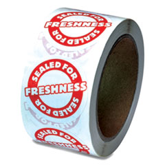 Tamper Seal Label, 2" dia, Red/White, 500/Roll, 4 Rolls/Carton