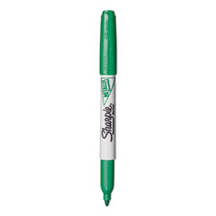 Metallic Fine Point Permanent Markers, Fine Bullet Tip, Green, Dozen