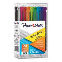 Write Bros Mechanical Pencil, 0.7 mm, HB (#2), Black Lead, Assorted Barrel Colors, 24/Pack