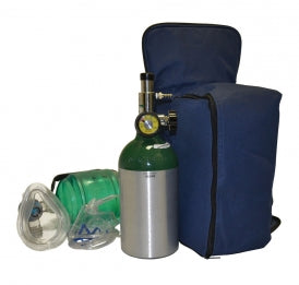 Oxy-Uni-Pak with Resuscitator In Carry Bag 1303ME MadaCylinder III, 1308A Fixed Flow Regulator (6 LPM Avg.), 4000 Disposable Adult Bag-Mask Resuscitator, Mask & Tube, 1410 Carry Bag, Cylinder Sold Empty