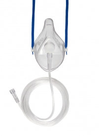 Medium Concentration Oxygen Mask Adult Size with 7-Foot No-Crush Oxygen Tubing, Single Patient Use