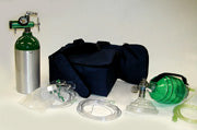 First-In Oxygen Resuscitator In Carry Bag 1402E Aluminum Cylinder, R1835-25Gb Click Regulator (1/4 To 25 Lpm), Nasal Cannula, Mask & Tube, 4000 Disposable Adult Bag Mask Resuscitator, 1410 Carry Bag, Cylinder Sold Empty