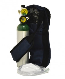 Oxy-Uni-Pak in Shoulder Bag, 1503ME Aluminum Cylinder, 1309A adjustable flow regulator (2 to 8 LPM), nasal cannula, 1509 shoulder bag