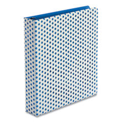 Punch Pop Fashion Binder, 3 Rings, 1.5" Capacity, 11 x 8.5, White/Blue Polka Dot Design