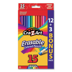 Erasable Colored Pencils, 15 Assorted Lead and Barrel Colors, 15/Set