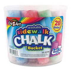 Washable Sidewalk Jumbo Chalk in Storage Bucket with Lid and Handle, 12.63", 20 Assorted Colors