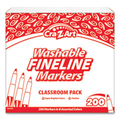 Washable Fineline Markers Classpack, Fine Bullet Tip, Eight Assorted Colors, 200/Set