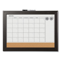 Home Decor Magnetic Combo Dry Erase Board with Cork Board on Bottom, 23 x 17, Tan/White Surface, Espresso Wood Frame