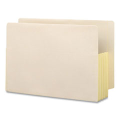 Manila End Tab File Pockets with Tyvek-Lined Gussets, 3.5" Expansion, Legal Size, Manila, 10/Box